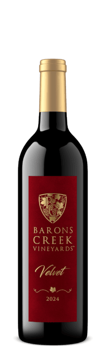 Barons Creek Vineyards 2024 Velvet wine bottle featuring Cabernet Franc blend.